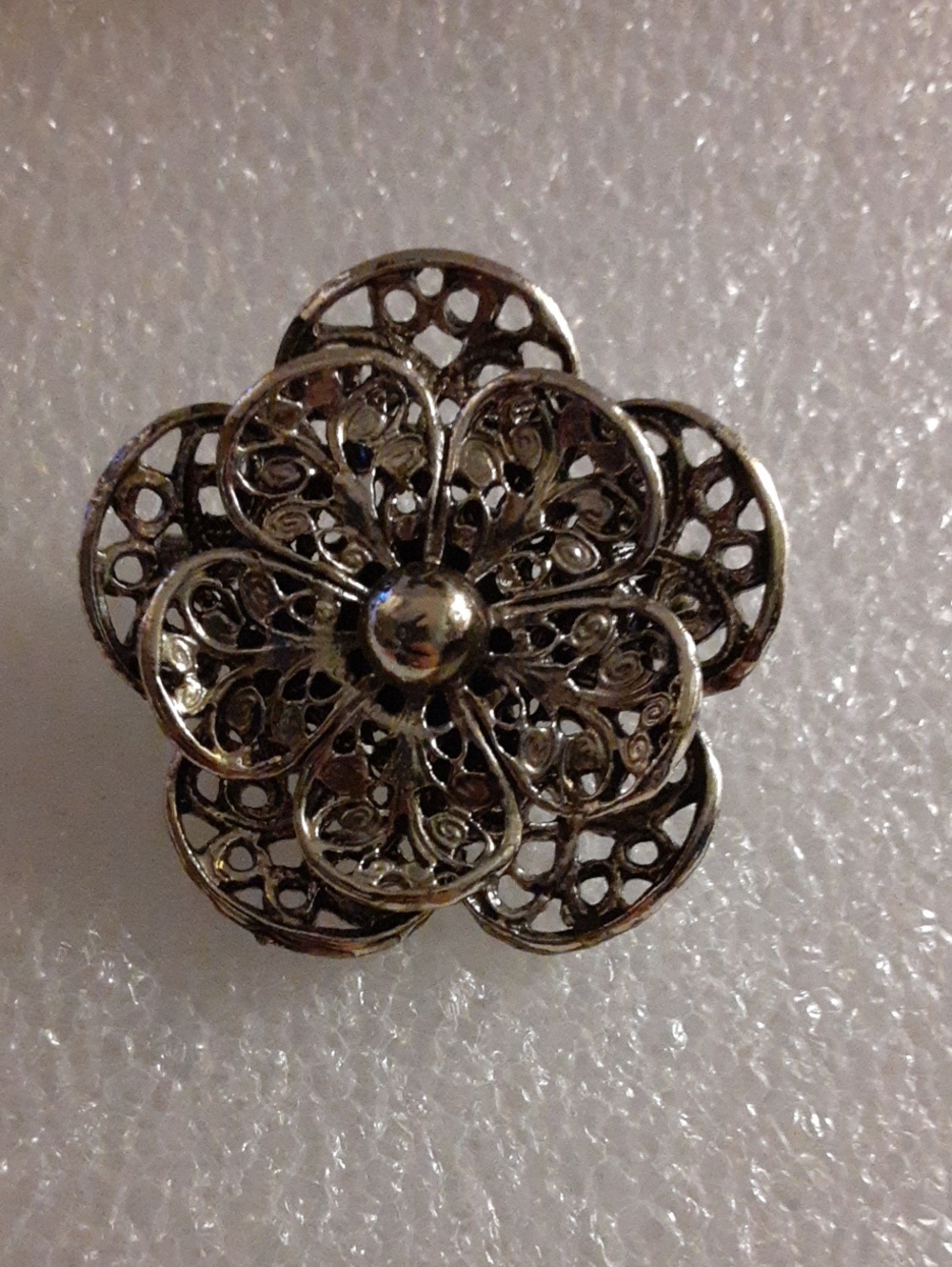 Silver Floral Filigree Statement Brooch